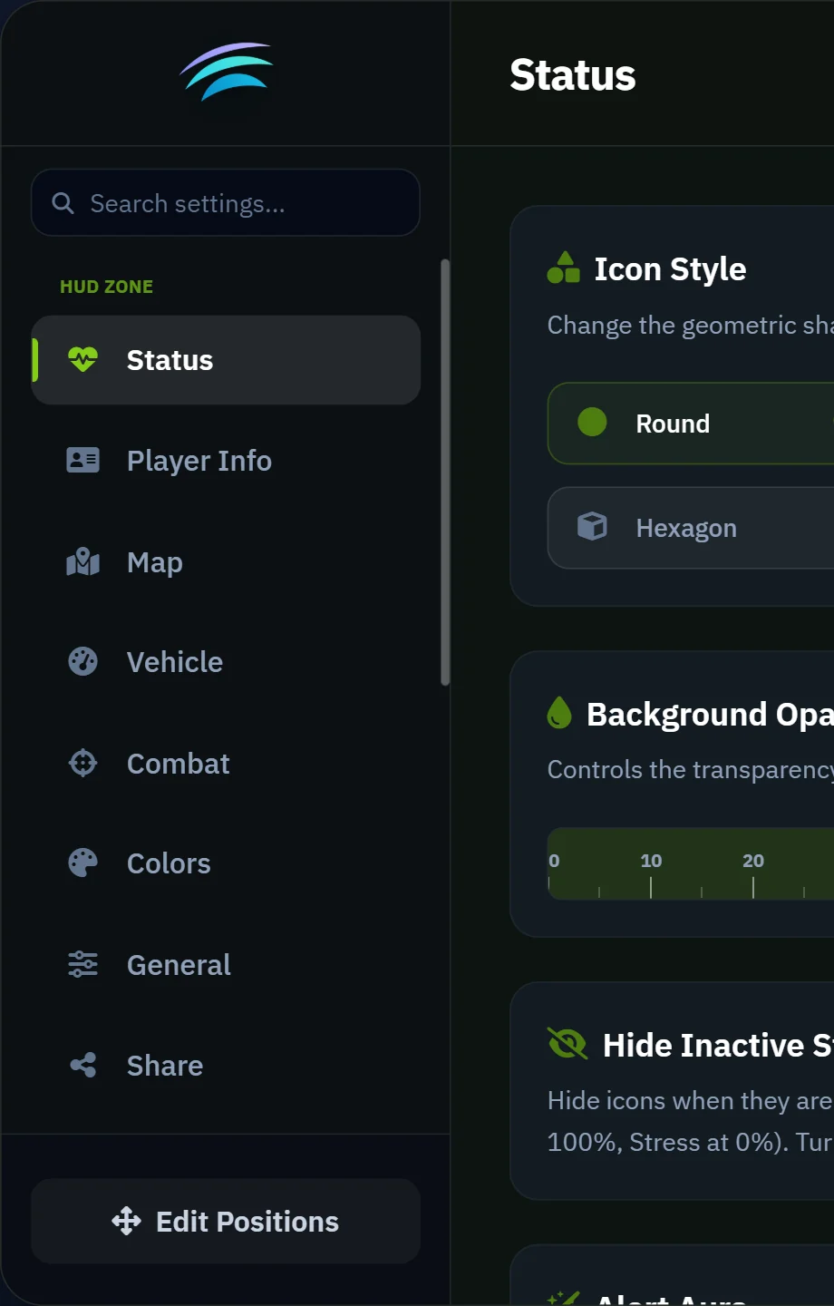 The same menu, in a server that chose lime